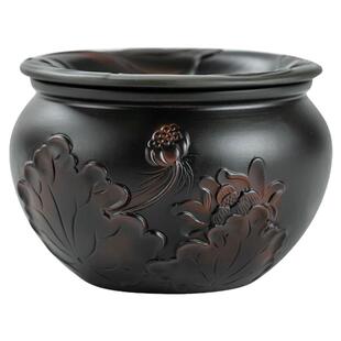 紫陶复古水盂茶洗建水茶渣分离废水缸家用桌面大号过滤茶水茶渣缸