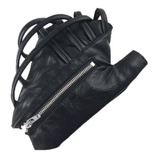 LMTWL 龙牙 PU皮暗黑cyberpunk赛博朋克机能风银拉链机车漏指手套