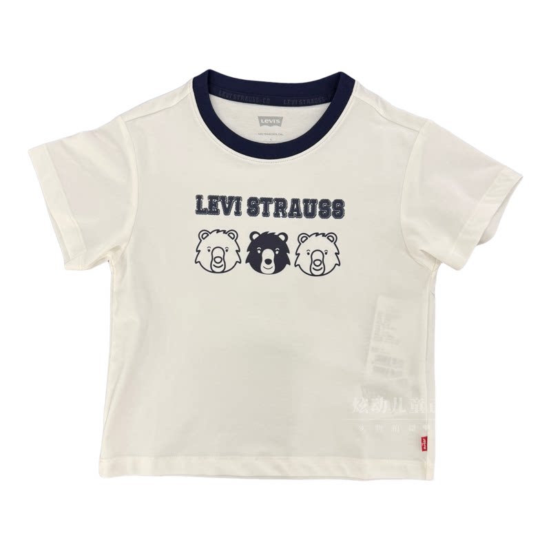 Levi's李维斯儿童短袖T恤圆领卡通小熊休闲风男女童上衣LV2612071