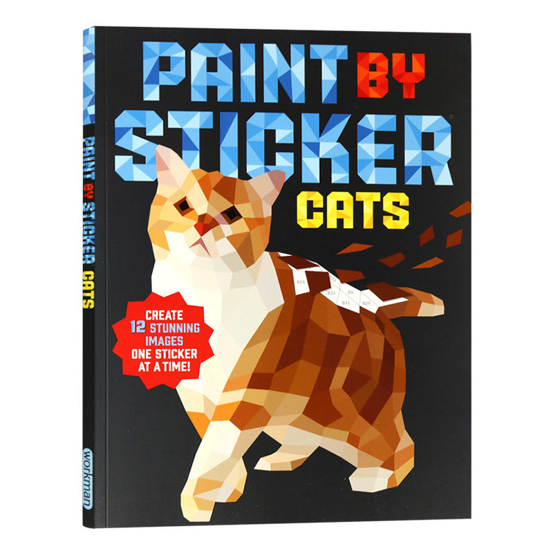 贴图画册 猫 英文原版 Paint by Sticker Cats 猫科动物插图 英文版 Workman Publishing 进口原版英语书籍