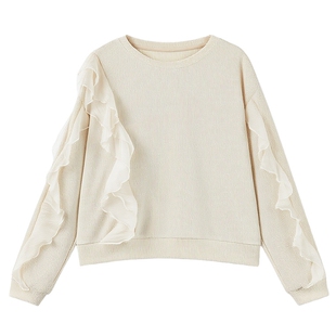 秋水伊人甜美仙气温柔针织衫2026年春季新款浪漫荷叶边拼接毛衣