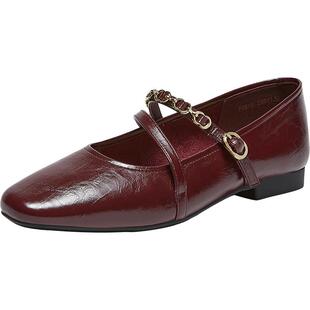 百思图2026春季商场新款法式红色玛丽珍鞋小皮鞋女单鞋F0810AQ6