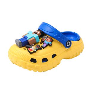 abc我的世界儿童洞洞鞋男童拖鞋夏季新款防滑凉鞋大童男孩沙滩鞋