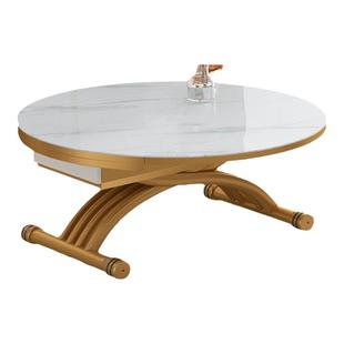 小户型升降茶几多功能折叠客厅圆形玻璃电磁炉茶几餐桌伸缩两用