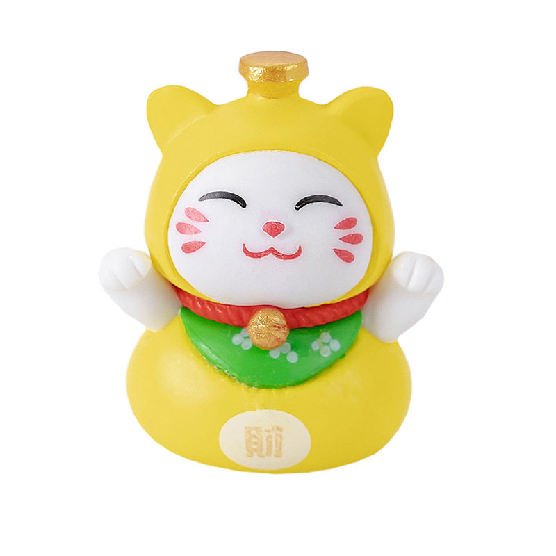 车载暴富招财猫小摆件车内显示屏中控台装饰电脑屏幕可爱公仔饰品