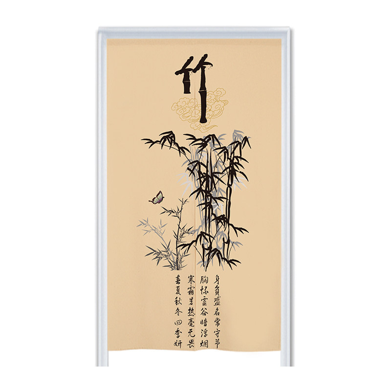 中国风梅兰竹菊布艺门帘家用帘子厨房隔断帘装饰半帘卧室布帘定制