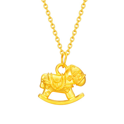水贝黄金木马吊坠项链纯金小克重