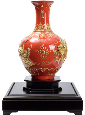 龙凤呈祥漆线雕结婚礼品创意摆件