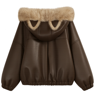 小狐狸帽女童加绒皮衣外套冬季儿童夹克中大童新款双面穿皮草大衣