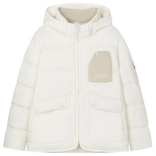 TeenieWeenie小熊奥莱女装学院风白色连帽羽绒服短款面包服外套