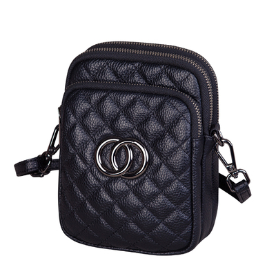 小香风菱格小包包真皮软牛皮竖型