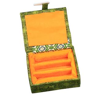 装3个印章盒收纳盒印章锦盒纯手工印章锦盒三个印章三格锦盒长方形寿山青田石篆刻书法画印石书画篆刻包装盒