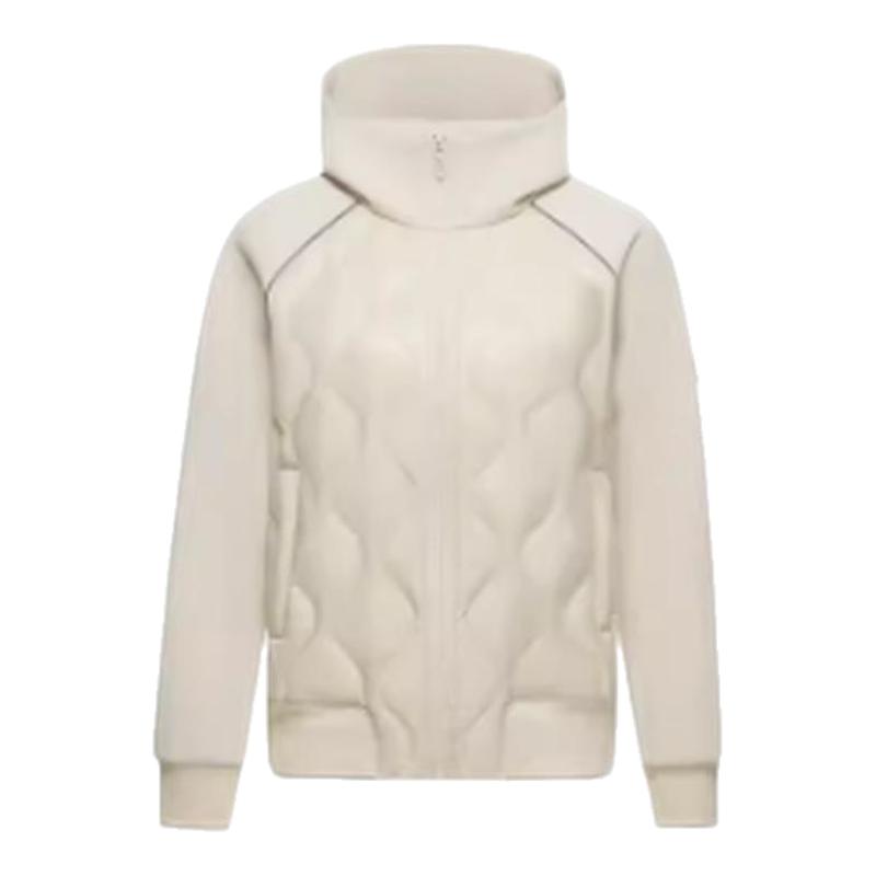 雪中飞鹅绒羽绒服女短款秋冬新款时尚连帽拼接保暖卫衣菱形格外套