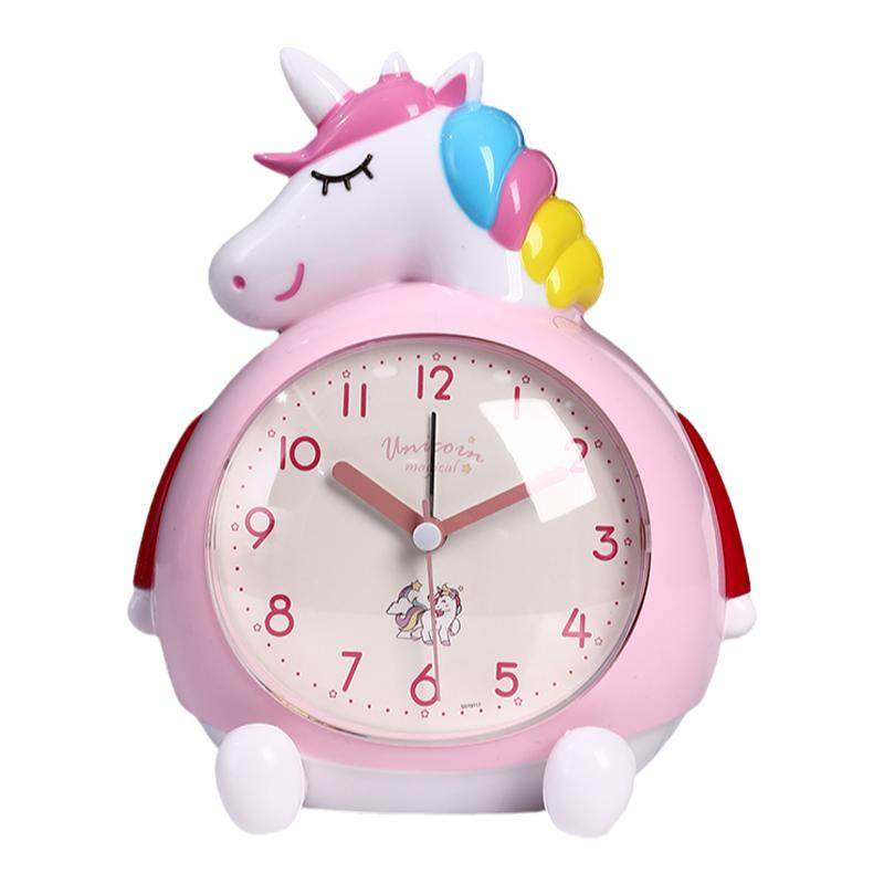 小闹钟女孩儿童独角兽起床神器幼儿静音时钟表专用新款马宝莉自律