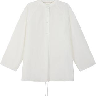 LESS春白色小立领后背系带设计感收腰新中式休闲衬衫2O3212420