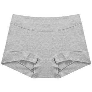 纯棉内裤女士抑菌全棉中高腰2025新品大码白灰色收腹提臀平角短裤