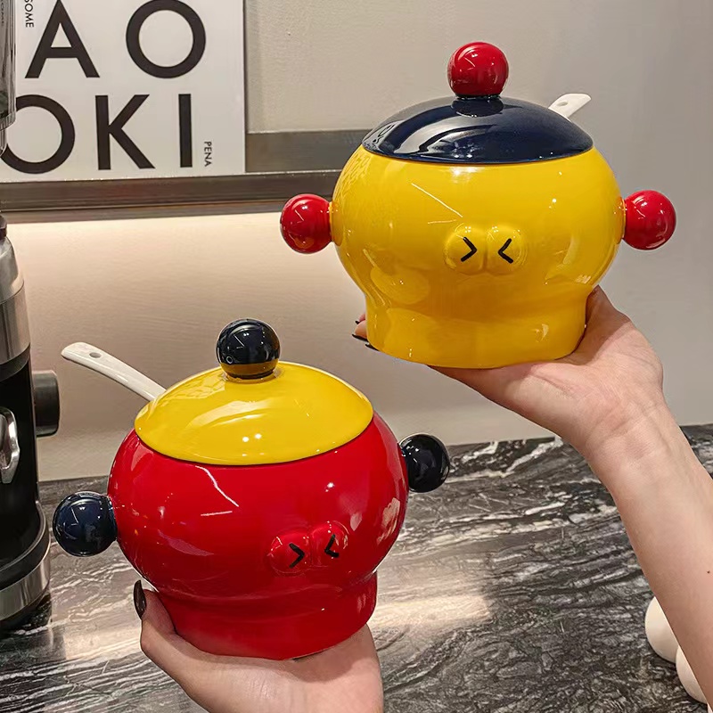 创意多巴胺陶瓷猪油罐耐高温油罐大容量家用调料罐子收纳辣椒油荤