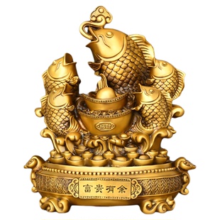 铜鱼摆件鲤鱼年年有余金龙鱼客厅办公室家居装饰品开业礼品大号