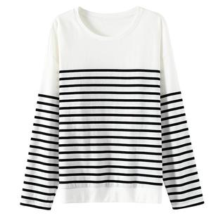 OSA欧莎条纹长袖T恤女2025年春秋新款法式宽松显瘦内搭打底衫上衣