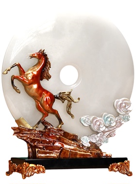 2026新年马摆件珐琅彩玉石平安扣