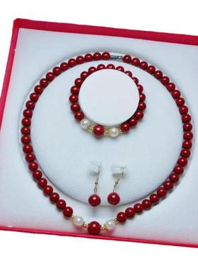 天然紫金朱砂项链女手链首饰三件套送妈妈婆婆妇女母亲节生日礼物