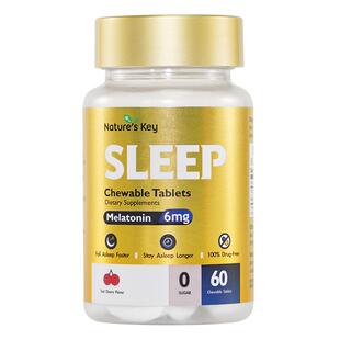 美国NaturesKey自然之钥褪黑素咀嚼片睡眠片非软糖无糖型60粒