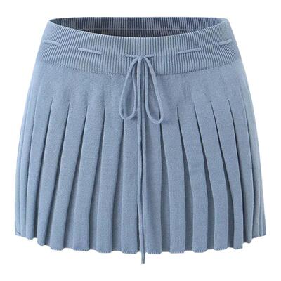 纯色针织衫半身裙褶皱半裙短裙