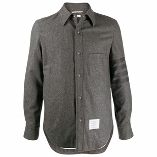 [12期免息]THOM BROWNE 男士四条纹法兰绒羊毛衬衫夹克外套