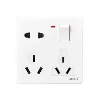 奇胜一开八孔插座86型一开二三三面板多用多孔16A墙壁开关插座