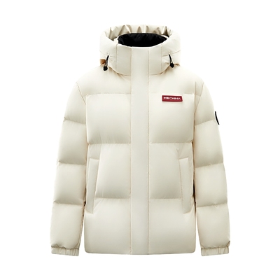 鸭鸭百搭短款立领连帽羽绒服