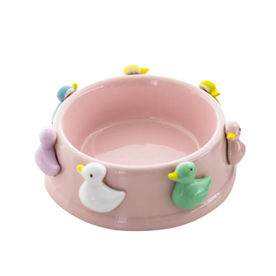 陶瓷碗猫狗宠物碗珍珠点鸭子食盆