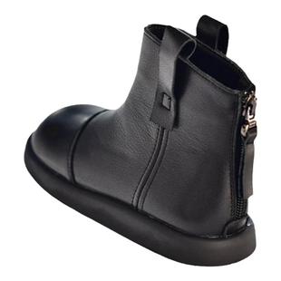 贝然儿童鞋真皮女童马丁靴中筒靴短靴加绒棉靴单靴烟筒靴女宝皮靴