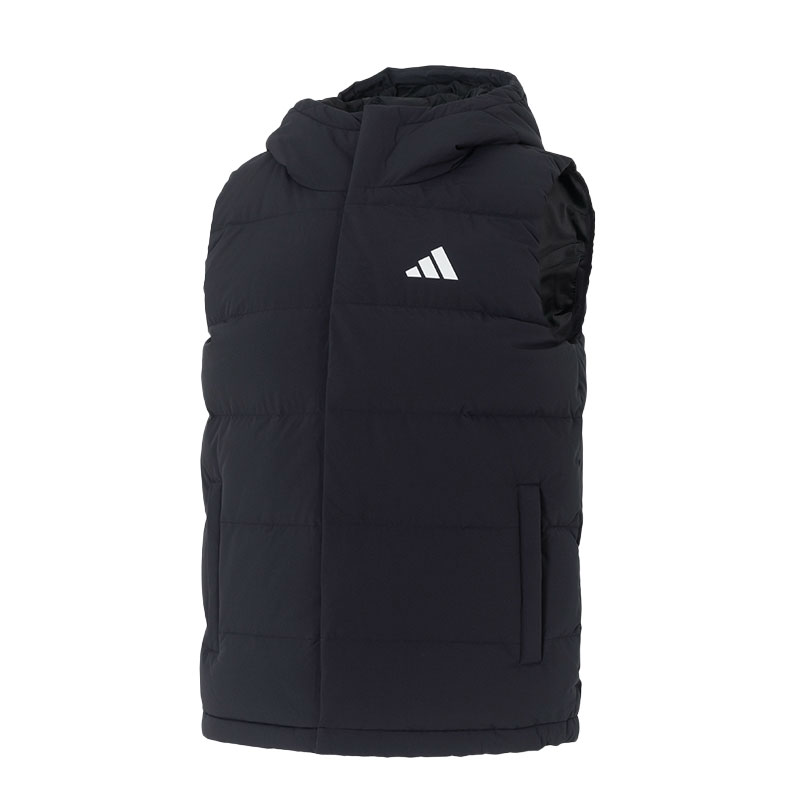 【自营】Adidas阿迪达斯羽绒马甲新款男装休闲服黑色连帽无袖上衣