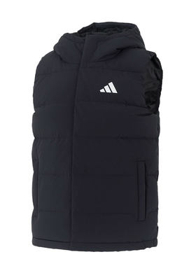 【自营】Adidas阿迪达斯羽绒马甲新款男装休闲服黑色连帽无袖上衣