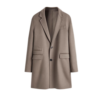 太平鸟男装西装领绵羊毛大衣冬季新款中长款毛呢外套BWAAD4107