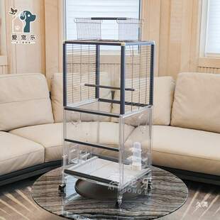 灰机鹦鹉笼304不锈钢大码金钢特大号大型双层鸟别墅 钢化玻璃鸟笼