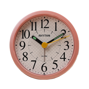 包邮正品RHYTHM日本丽声钟表静音扫秒小闹钟防贪睡渐响夜光CRE849