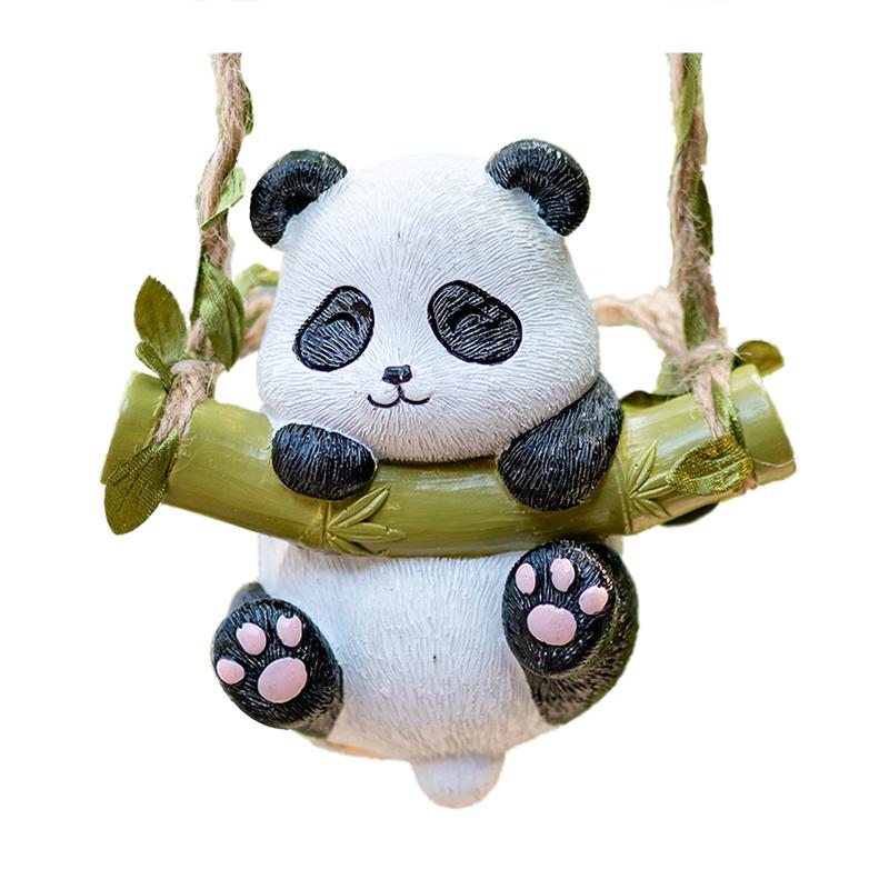 创意小熊猫摆件花园阳台垂吊装饰庭院栅栏装饰攀爬壁挂秋千小动物