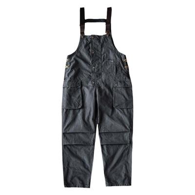 靛海水洗做旧重磅复古工装背带裤