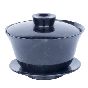 正品酒泉夜光杯敦煌特产  天然墨玉磁性盖碗茶碗三才碗 茶杯茶盏