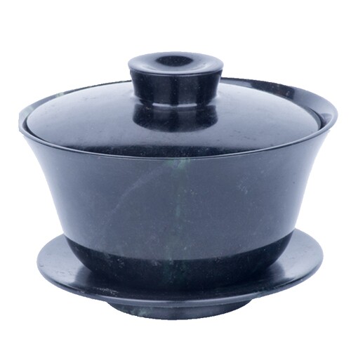 正品酒泉夜光杯敦煌特产  天然墨玉磁性盖碗茶碗三才碗 茶杯茶盏