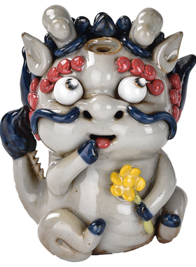 圆满幸福创意麒麟陶瓷香炉摆件