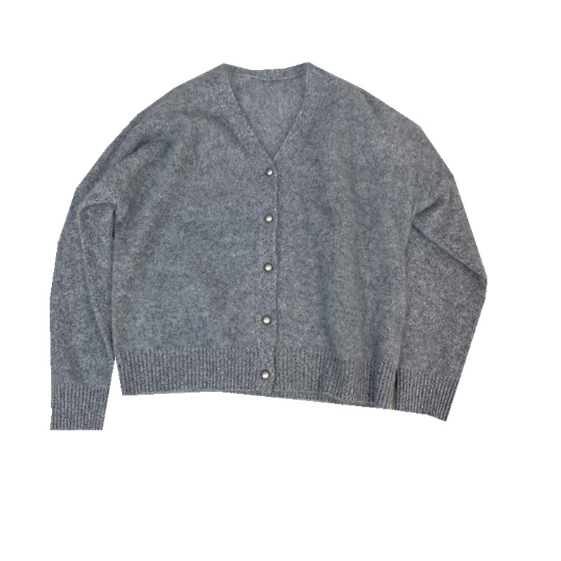 高端品质感轻盈保暖宽松直筒V领山羊绒羊毛衫拉毛开衫外套女秋冬