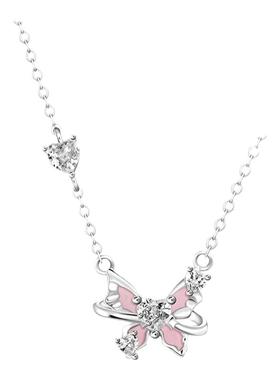 蝴蝶结纯银轻奢小众锁骨链