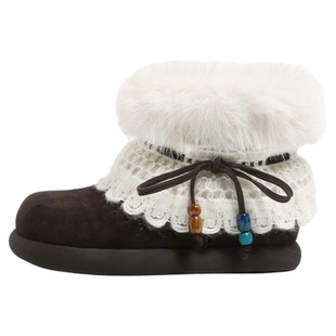 F21厚底雪地靴女冬季2026新毛毛拖鞋外穿加绒加厚保暖棉鞋女鞋子