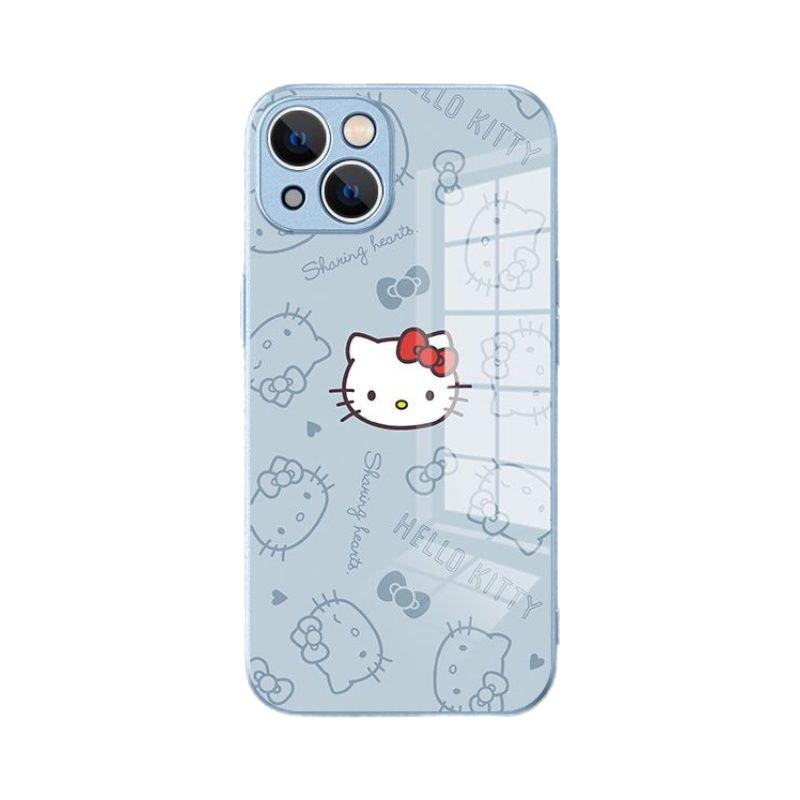 凯蒂猫适用opporeno10手机壳reno9/8/7/6/5新款玻璃壳findx6/x5/x3卡通a1pro超火a55情侣a58防摔k11镜面a72粉