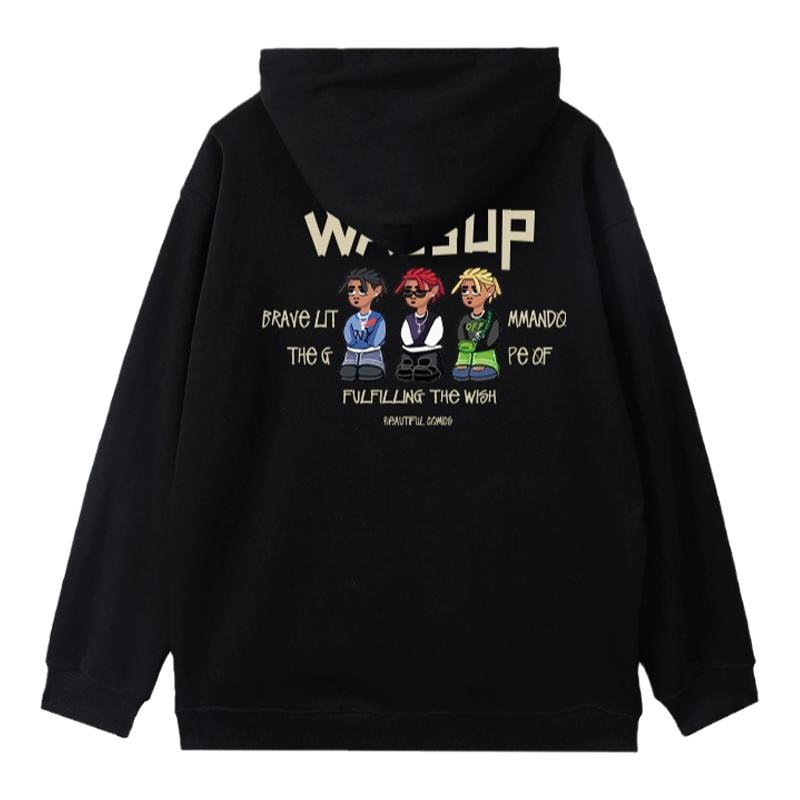 WASSUP潮牌复古连帽卫衣外套