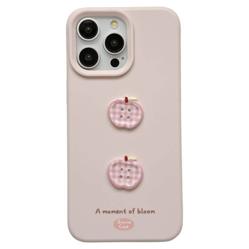 立体甜美可爱格子小苹果适用苹果15手机壳iphone16ProMax新款15promax女13硅胶17pro小众高级14pro全包保护套