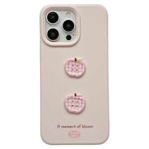 立体甜美可爱格子小苹果适用苹果15手机壳iphone16ProMax新款15promax女13硅胶17pro小众高级14pro全包保护套