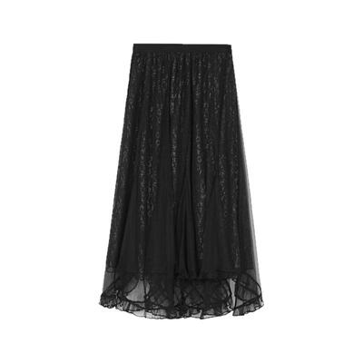 s.deer网纱不规则A字伞裙半身裙